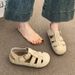Mori Baotou Sandals For Women Wear Hollowed-out Half-slippers Woven Soft Flat-soled Pig Cage Shoes_vogvips.com