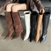 CMM Sharp Pointed And Trendy Suede High Heeled Long Tube Boots For Women Autumn And Winter New Straight Tube Large Tube Circumference_vogvips.com