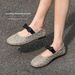 Cameido Women's Ballet Mary Jane Shoes With Rhinestone Bow Soft Sole Flat Shoes For Spring_vogvips.com