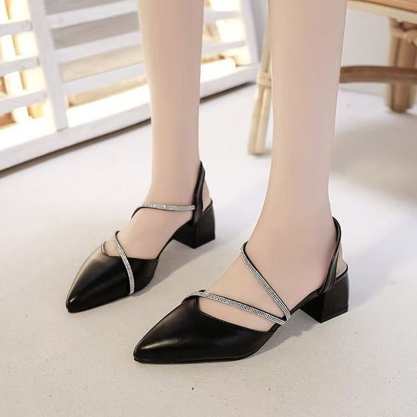 Fashion Sandals For Women Fairy Style 2025 New Summer Closed Toe Chunky Heel Rhinestone High Heels Matching Skirt_vogvips.com
