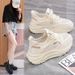 Daddy Shoes Women's Shoes Thick-soled Breathable Single Mesh Casual Sports White Shoes_vogvips.com