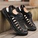 Plus Size Men's Sandals Summer Outdoor Hollow Breathable Beach Handmade Stitching Soft Sole Hole Shoes Men 48_vogvips.com