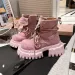 Stylish Booties Scrub Leather Big Round Toe Lapel Platform Block Heel Naked Boots 251226_vogvips.com