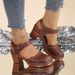 Women's Summer Sandals: New Chunky Heel, Single Strap, Plus Size, Hollow-out, High Heel, Clog Sandals_vogvips.com