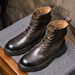 European Warm Series New Fleece-Lined British Style High-Top Leather Men's Martin Mid-Top Work Boots, Trendy Motorcycle Boots_vogvips.com