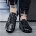 .Men's Round-toe Shoes, Best-selling Men's Shoes, Elastic Strap, Lazy Casual Sports Leather Shoes, One-piece Slip-on Shoes_vogvips.com