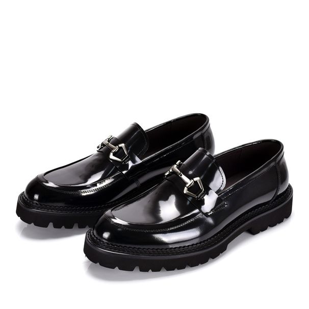 Euro Step Genuine Loafers Comfortable Men's Business Casual Leather Thick Sole Wedding Trendy Shoes Versatile British Style_vogvips.com