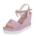 34-40 Size Summer 9cm Heel Height Open Toe Women Fashion Wedges Pearl Bling Sandals Peep-toe Easy Match Shoe_vogvips.com