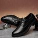 Euro Step British Style Cowhide Brogue Casual Leather For Men Business Formal Round Toe Lace-Up Korean Trend Fashion Men's Shoes_vogvips.com