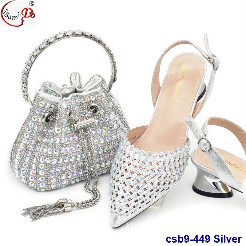 Elegant Rhinestone High Heel Sandals With Matching Gemstone Clutch Bag Set – Pointed Toe, Chunky Heel, Evening Party Shoes & Purse Combo_vogvips.com