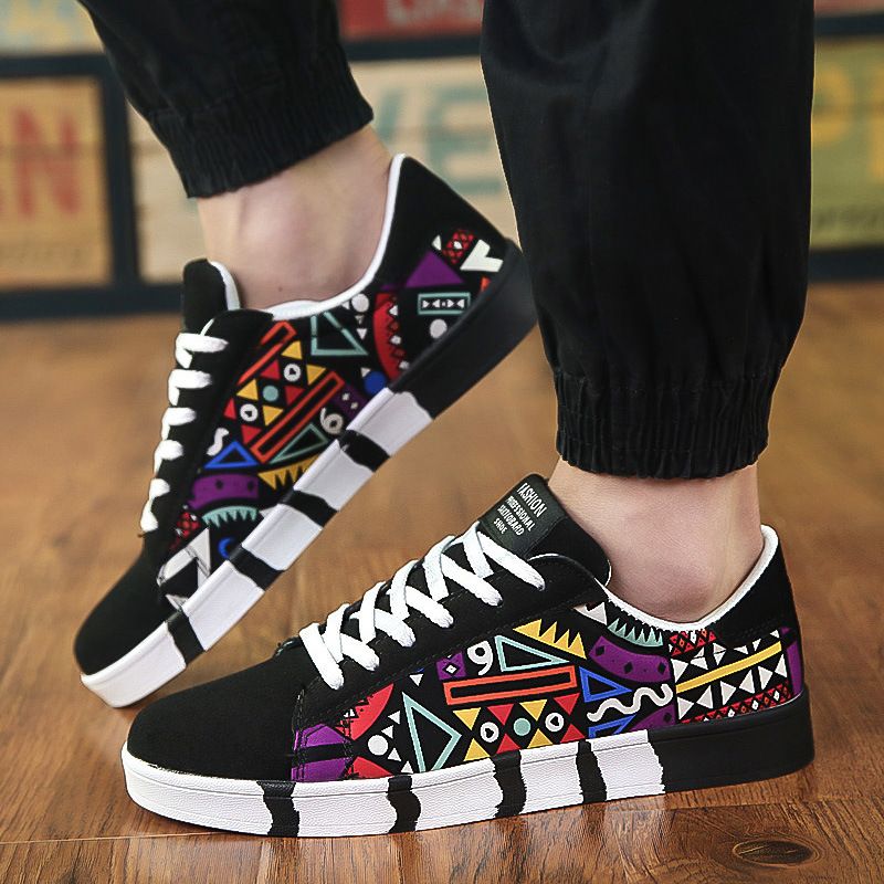 Summer Trendy Men's New Board Shoes Outdoor Non Slip Walking Men Sporty Shoe Canvas Pattern Casual Sneakers Male Zapatos_vogvips.com