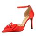9863-H33 Style High Heels Women's Shoes Shallow Mouth Pointed Hollow Silk Bow Straight Strap High-heeled Sandals_vogvips.com