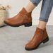 Autumn Winter New Plus Size Women's Round Toe Side Zipper Chunky Heel Ankle Fashion Boots Style_vogvips.com