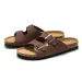 RUIZUSTOCK Men Fashion Khaki Slide Sandals Double Buckle Cork Footbed Flat Slippers_vogvips.com