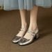 NEW Retro And Versatile Silver Mary Jane Shoes For Women's Spring And Autumn, With Thick Heels And A Shallow Mouth_vogvips.com