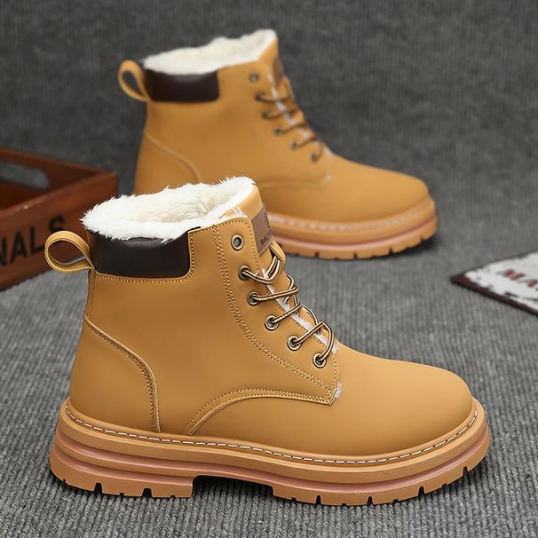 Men's Winter Snow Boots With Fleece Lining, Thick Sole & Height Increase, Waterproof PU Leather, Casual Slip-Resistant Shoes For Outdoor & Daily Wear_vogvips.com