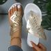 2024 Plus Size Women's Beach Sandals Fashionable Bow Tie Flat Comfortable European American Style PU Slides In Black Brown_vogvips.com