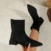 Women's Slimming Pointed Toe Mid Heel Martin Boots Suede Back Zipper Short Boots Plus Size Winter New Style_vogvips.com