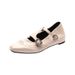 Niche Vintage Mary Jane Bow-toed Shoes For Women Wearing A Square Toe For Lazy People With A Slip-on Single Shoe_vogvips.com
