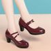 Shallow Mouth Single Shoe New Style Small High Heels Spring And Autumn Women's Soft Leather For Fashion Shows With Qipao_vogvips.com