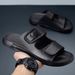 Fashion Men's Slippers Casual Leather Sandals Comfortable Beach Slides Lightweight Summer Flip Flops Man Outdoor Daily_vogvips.com