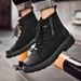 European Warm Series Martin Genuine Leather Work Zipper High Top First Layer Cowhide Cotton Boots Fleece Lined Motorcycle Men's Shoes_vogvips.com