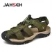 Big Size 49 50 Genuine Leather Men Beach Summer Casual Shoes Gladiator Sandals Anti-Collision Toe Sandalias_vogvips.com