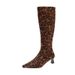 Women's Winter High Top Boots Fleece Lined Leopard Print Pointed Toe Slim Fit Suede Mid Heel Elastic Plus Size Fashion Boots_vogvips.com