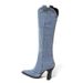 Chunky Heel Western Cowboy Pointed Toe Over-the-Knee Long Plus Size Riding Boots_vogvips.com