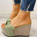 Fashionable Poe Heel Fish Mouth Slippers For Women Summer Large One Bow Women's Shoes 43 Sandals_vogvips.com