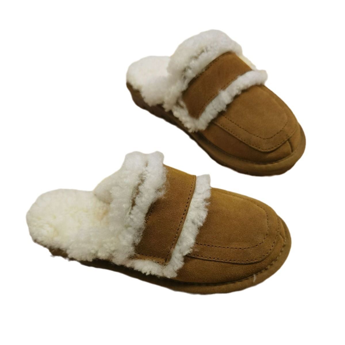 Closed-Toe Half Slippers For Women, Autumn And Winter, Style, Outdoor Cotton Flat Sole, Furry Slippers,_vogvips.com