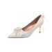 Women's Shoes satin stiletto bow rhinestone white high heels women's shoes wedding banquet wedding shoes bridesmaid shoes_vogvips.com