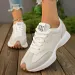 Women's Retro Green Minimalist Suede Patchwork Sneakers With Chunky White Sole For Daily Wear_vogvips.com