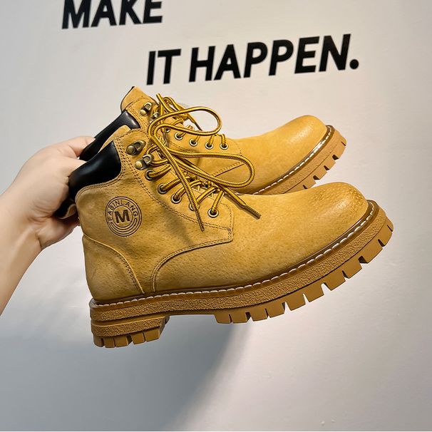 Spring Mid-top Leather Shoes Short Boots Retro Mountaineering Boots Men's Outdoor Casual Short Boots_vogvips.com