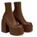 Designer Ankle For Brand Woman Platform Chunky Blue Cowboy Boots Solid PU Women Shoes New Sexy 10cm High Heels_vogvips.com