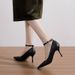 Wide Strap Pointed Toe Stiletto Low-cut Microfiber High-heeled Shoes Women, Suitable For Daily Commuting, Available In_vogvips.com