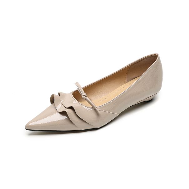 Design Sense Niche Pointed Single Shoes Women's Lotus Leaf Edge Shallow Mouth One Pedal Versatile Flat Shoes_vogvips.com