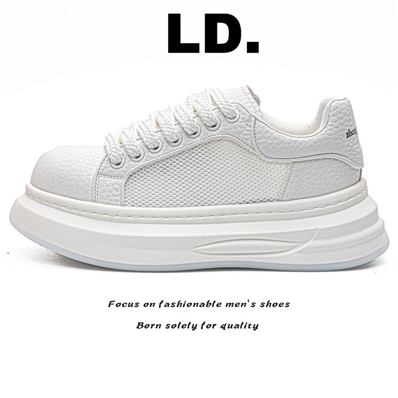 Men's Spring New Thick-Soled Breathable Mesh Casual Shoes, Trendy Versatile Comfortable Sneakers_vogvips.com