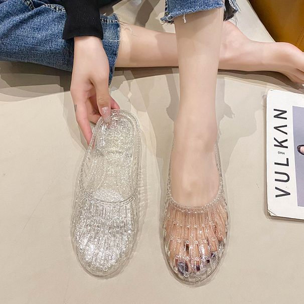 Crystal Transparent Versatile Closed-Toe Slippers For Women, Outdoor Non-Slip Soft Trendy New Bathroom Sandals_vogvips.com
