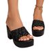 2025 Foreign Trade Large Size Wedge Colorful Red One-strap Thick-soled Sandals, Summer Striped Women's Shoes_vogvips.com