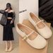 Xiaoxiangfeng One-word Buckle Mary Jane Single Shoes Versatile French Shallow Mouth Mary Jane Single Shoes Women_vogvips.com