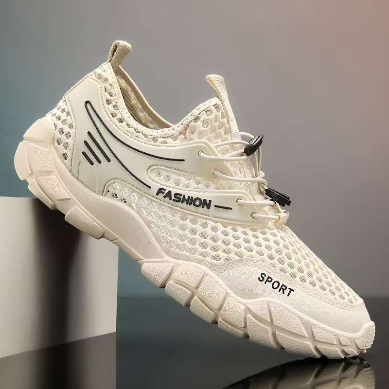 Men's Breathable Mesh Slip-On Sneakers With Rubber Sole For Summer Casual Wear, Lightweight And Comfortable Round Toe Shoes_vogvips.com