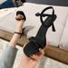 2025 Spring/Summer Versatile Ankle Strap Thin Heel Black High Heels Women's Square-Toed Sandals_vogvips.com