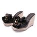 Women’s Shoes New Summer Square Head Wedge Heel Thick Bottom High Heel Slippers Women's Bow Flower Glass Glue Sandals_vogvips.com