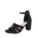 One-strap Open-toe Heeled Sandals For Women, Summer European And American Style, Rhinestone Peep-toe Chunky Heel, Plus Size Sandals_vogvips.com