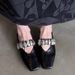 Sweet And Cool Metal Single Shoes For Women With Inner Height Increase And Outer Wear, Closed Toe Slippers, Square Toe, One Strap Half Slippers_vogvips.com