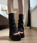 Black Wedge Andal Women, 2026 New Ummer Open-toe Tacked Boot, Comfortable For Mall Feet, Thick-oled Mid-calf_vogvips.com