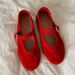 Cowhide Version Version Of Round Toe Mary Jane Shoes, Brushed Cowhide Shallow Mouth Flat Shoes, Red Single Shoes For Women_vogvips.com