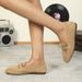 European And American Style Slip-On Loafers For Women, New Metal Chain Suede Flats, Round Toe Versatile Flat Moccasins_vogvips.com