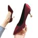 Korean Style Versatile Shoes Autumn Metal Mid Heel Commuter Pointed Toe Shallow Mouth Black High Heels Women's_vogvips.com